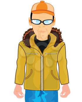 Vector illustration men in fashionable jacket and spectacles