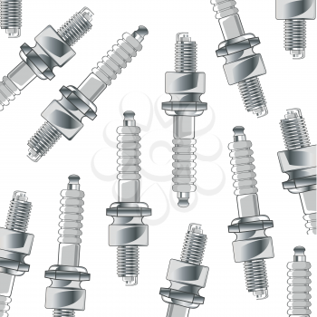 Vector illustration of the detail of the car spark plug pattern on white background