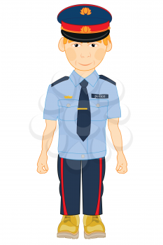Young man police in year form and service cap