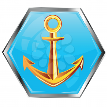 Sea anchor from gild on button of the blue colour