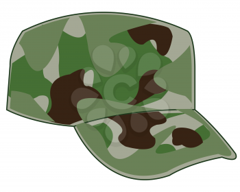 Vector illustration of the cap military painted in camouflage