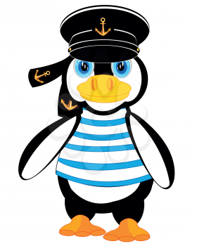 Cartoon of the penguin in form of the sailor