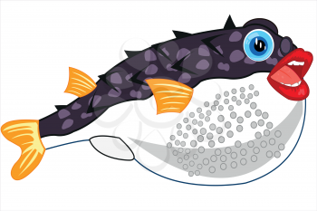 Vector illustration of the cartoon of exotic fish fugue