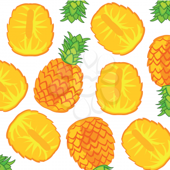 Decorative pattern from fruit pineapple on white background