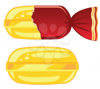 Vector illustration of the sweetmeat caramel on white background is insulated