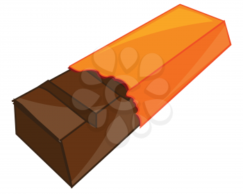 Vector illustration of the bar of chocolate in torn packing