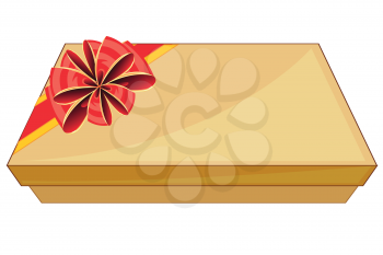 Vector illustration of the square box with gift decorated by red bow