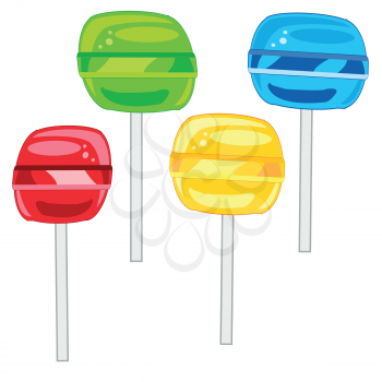 Vector illustration of the sweetmeats lollipop colour on stick
