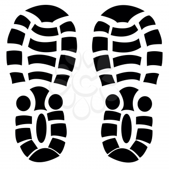 Vector illustration of the black imprint footwear shoe on white background