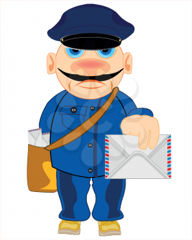Vector illustration of the cartoon men profession postman with letter