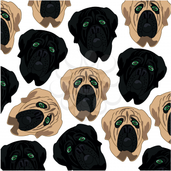 Mugs of the dogs mastiff pattern on white background is insulated