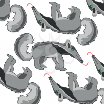 Exotic animal anteater decorative pattern on white background is insulated