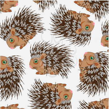 Vector illustration of the cartoon animal porcupine decorative pattern