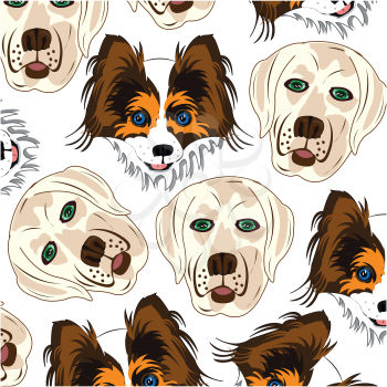 Vector illustration of the mug of the dogs labrador and papillon decorative pattern