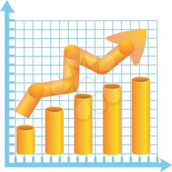 Royalty Free Clipart Image of an Arrow Diagram on a Graph