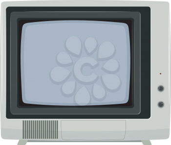 Royalty Free Clipart Image of a Retro Television Set Inside a Plastic Housing