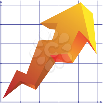 Royalty Free Clipart Image of an Arrow on a Growth Chart Showing Progress