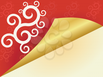 Royalty Free Clipart Image of a Red Wallpaper Background With Ornate Designs in White