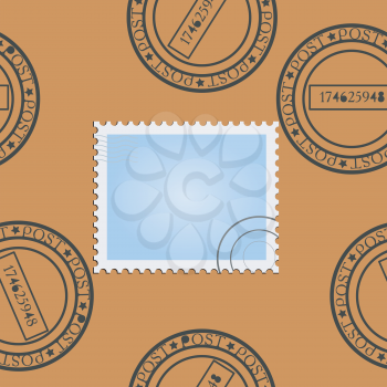 Royalty Free Clipart Image of a Stamp on Post Marked Paper