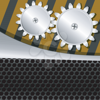 Royalty Free Clipart Image of a Metal Background With Gears