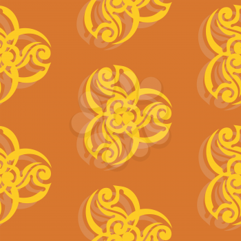 Royalty Free Clipart Image of an Abstract Background With Yellow Patterned Symbols