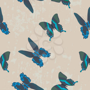 Royalty Free Clipart Image of a Seamless Background with Butterflies