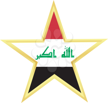 Gold star with a flag of Iraq