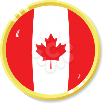 
Vector  button with flag Canada