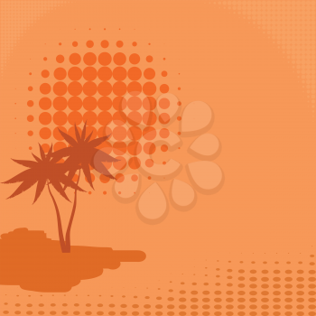 Vector background with palm trees and sun