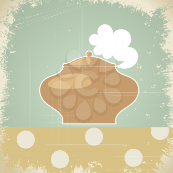 Vintage background with the image of the pot. eps10
