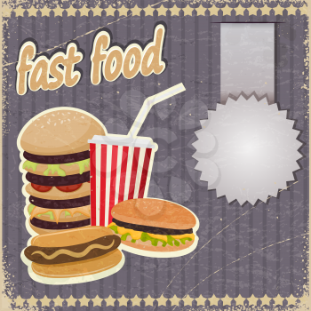 Vintage background with the image of fast food.