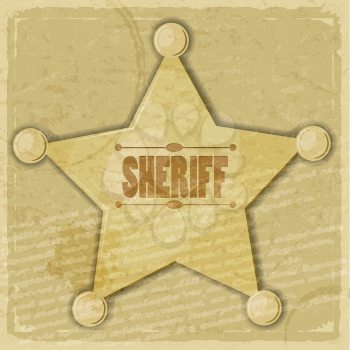 Sheriff's star on the vintage background