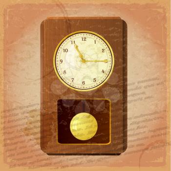 Vintage clock on a grungy background