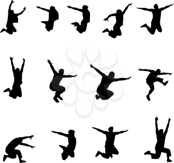 Set of images jumping athlete. eps10