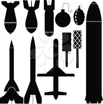 Set of bombs and rockets