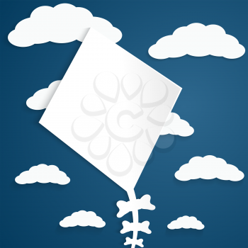 Kite on a blue background with clouds