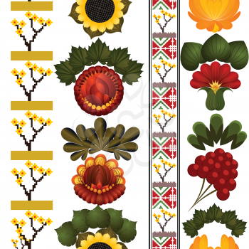Seamless floral pattern with elements of painting Petrikov