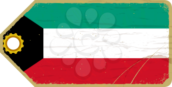 Vintage label with the flag of Kuwait