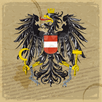 Austria coat of arms on an old sheet of paper