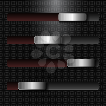 Abstract black background with metal sliders