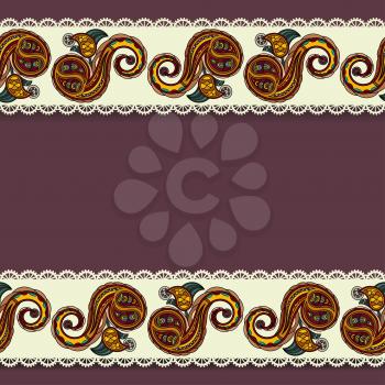 Purple background with lace and traditional Ukrainian floral elements