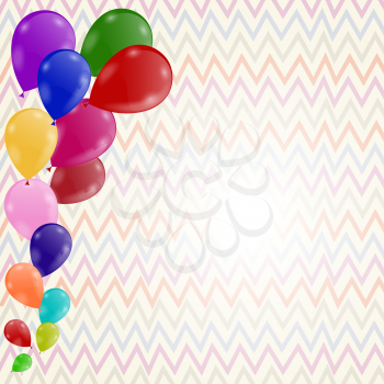 Colored background with balloons. Birthday Invitation