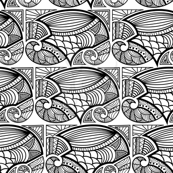 Black and white seamless texture with a fancy pattern