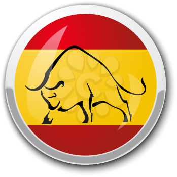 Silhouette of a bull in the national Spanish flag