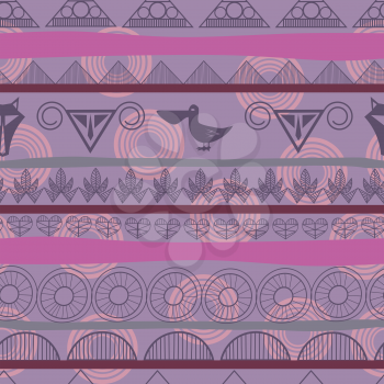 Seamless ethnic pattern with the image of pelicans