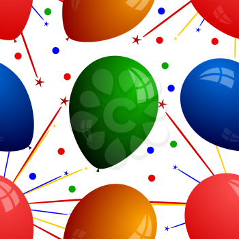 Seamless texture with balloons and fireworks