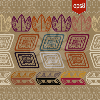 Seamless pattern with abstract ethnic elements
