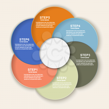 Colored banners as a an element of the circles for infographics. Template for your design. Vector illustration