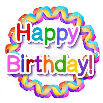 Isolated on white background frame of serpentine happy birthday. Vector illustration.