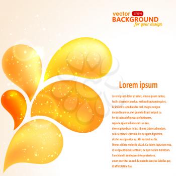 Abstract background with floral design elements in orange colors. EPS 10
